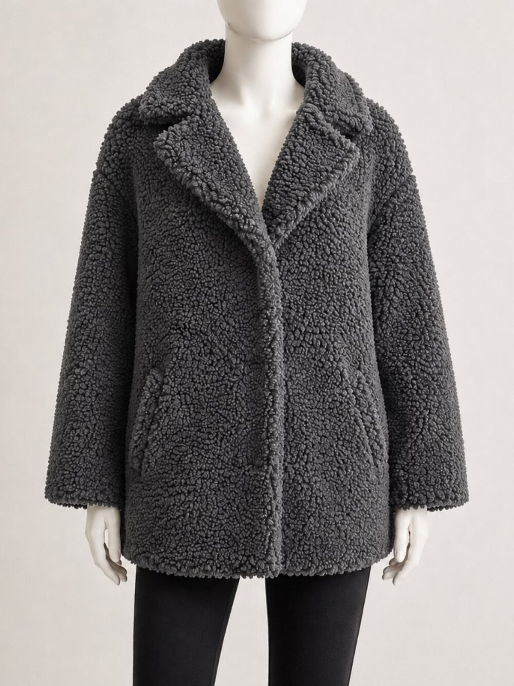 Lucky Brand Women’s Teddy Coat XL Black Faux Shearling Oversized Jacket